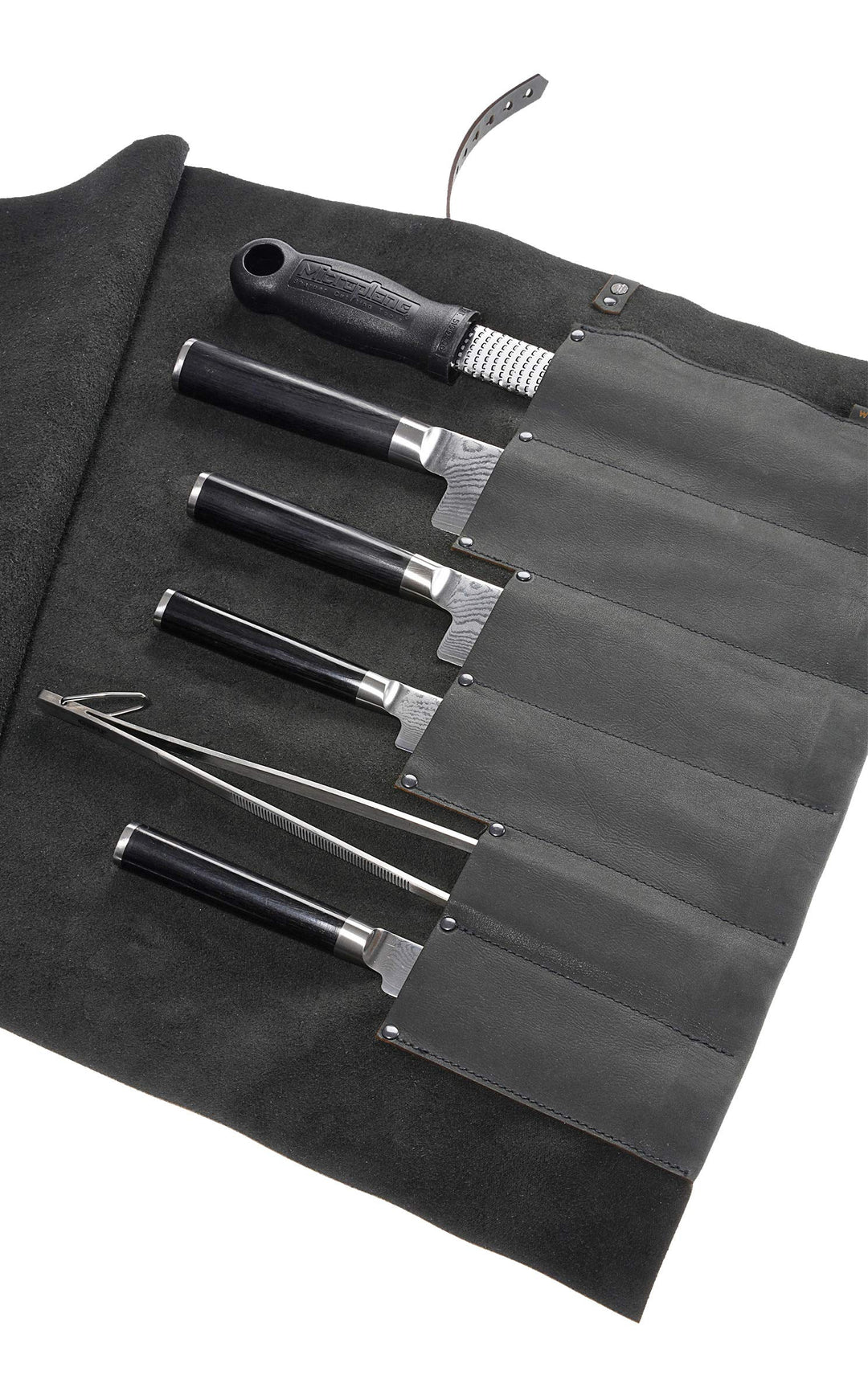 Rolltasche Kochmesser, Messerrolle, Messertasche, aus gewachstem Öko Rindleder, hergestellt in Deuts