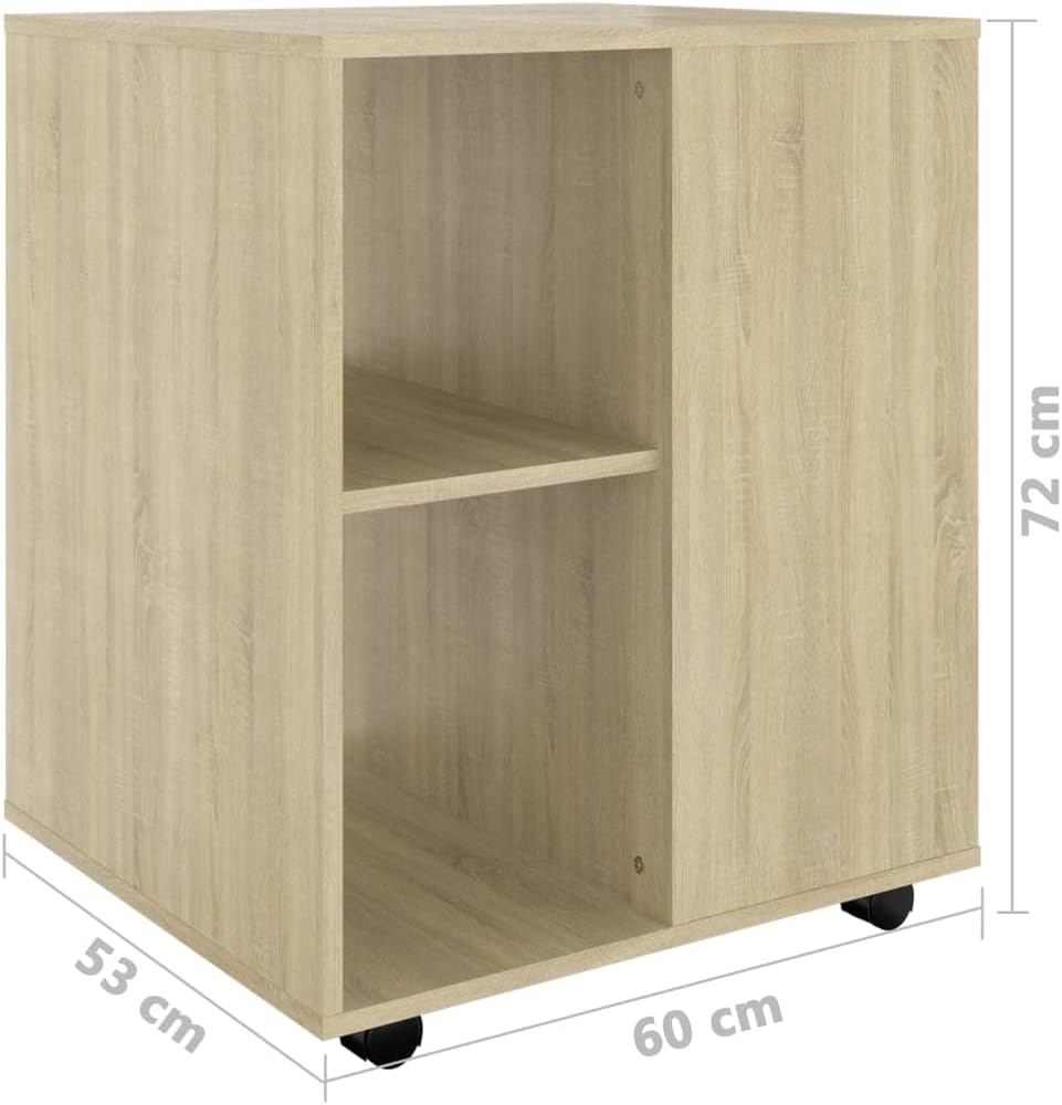 Mobiler Aktenschrank Lagerschrank aus Holzwerkstoff Beistellschrank mit Rollen für Wohnzimmer Schlaf