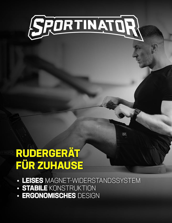 SPORTINATOR® Apollon Rudergerät für Zuhause – leises Magnet-Widerstandssystem, Digitale Anzeige, kla