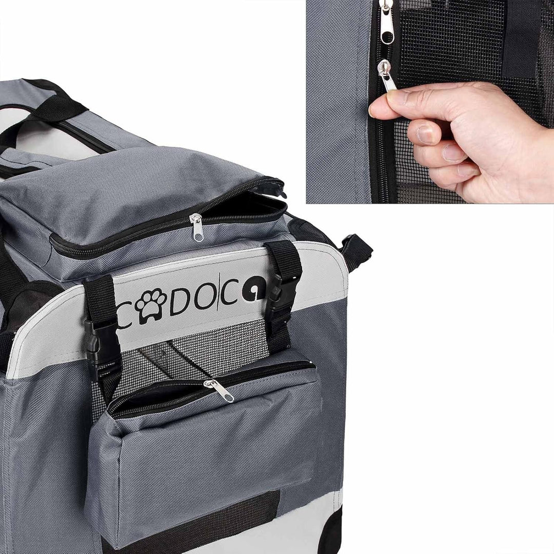 CADOCA® Hundebox XXL 90x60x66cm faltbar atmungsaktiv robust Hundetransportbox Transporttasche Hausti