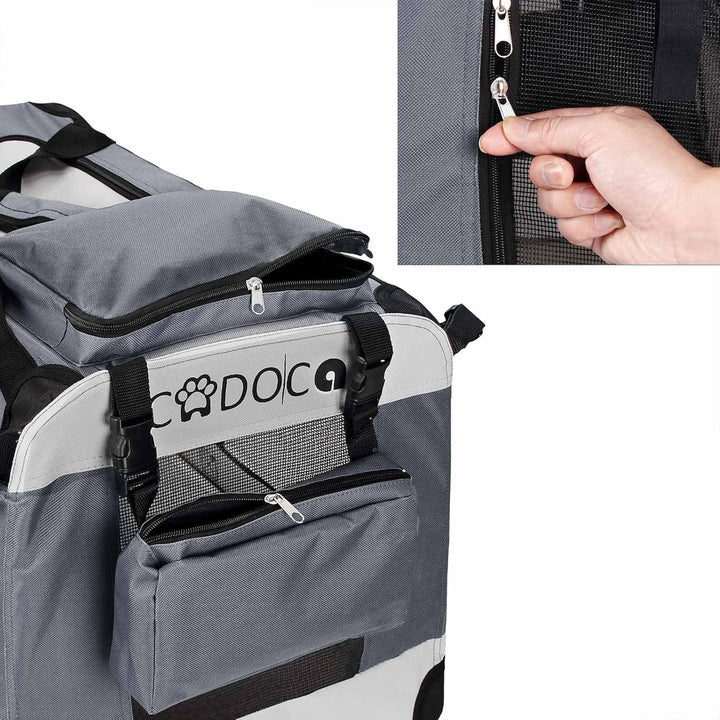 CADOCA® Hundebox XXL 90x60x66cm faltbar atmungsaktiv robust Hundetransportbox Transporttasche Hausti