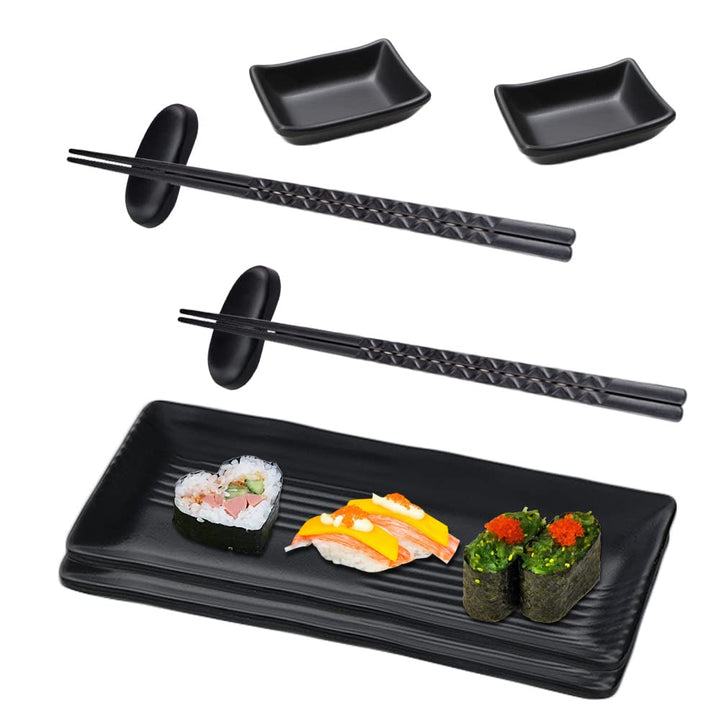 ACONDE Sushi Platte mit Dipschalen, Sushi Geschirr mit Stäbchen, Japanese Sushi Sushi Teller, Geschi