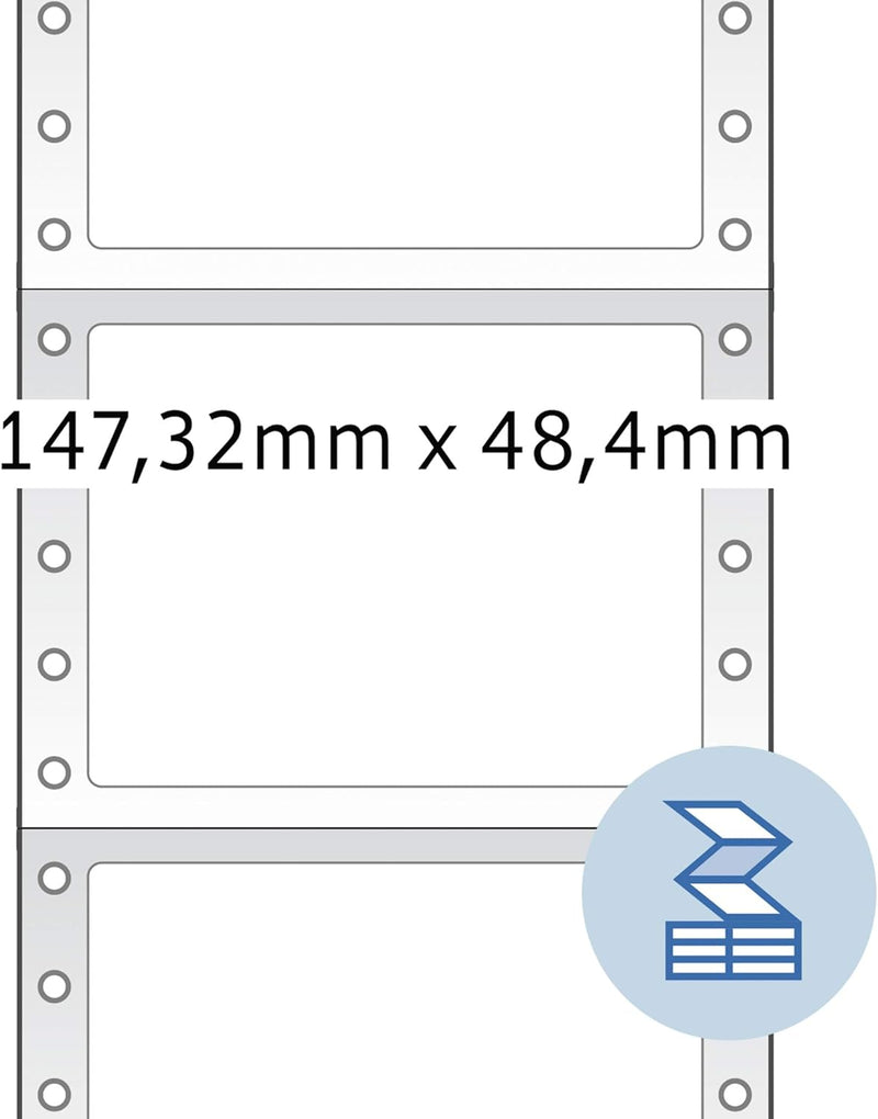 HERMA 8293 Computeretiketten endlos perforiert, 147,32 x 48,4 mm, 1-bahnig, 6000 Aufkleber, selbstkl