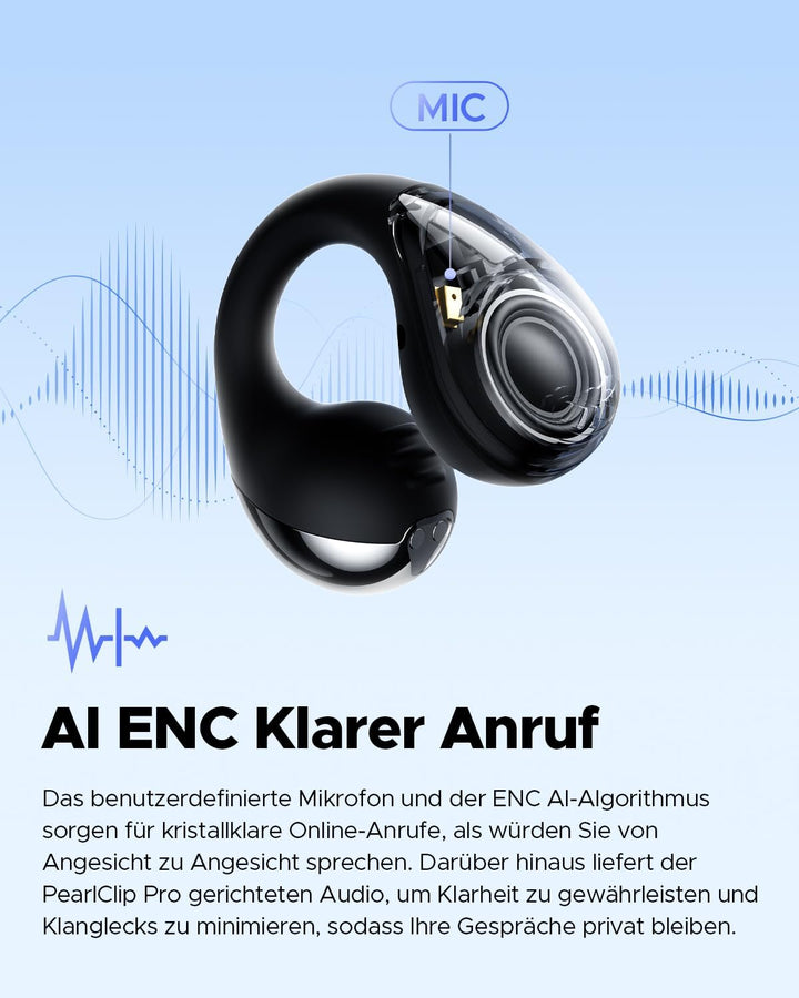 SoundPEATS PearlClip Pro Open Ear Bluetooth Kopfhörer, Clip On Kopfhörer Bluetooth 5.4 Earbuds, ganz