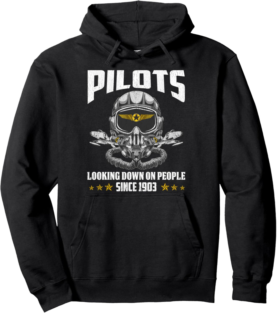 Funny Pilots, Looking Down On People Since 1903 Pun Joke Pullover Hoodie