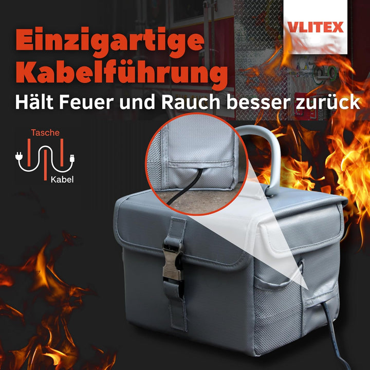 VLITEX Akku Sicherheitsbox | Hochwertig | PREMIUM Feuer und Aufprall Schutz | Hohe Temperaturisolati