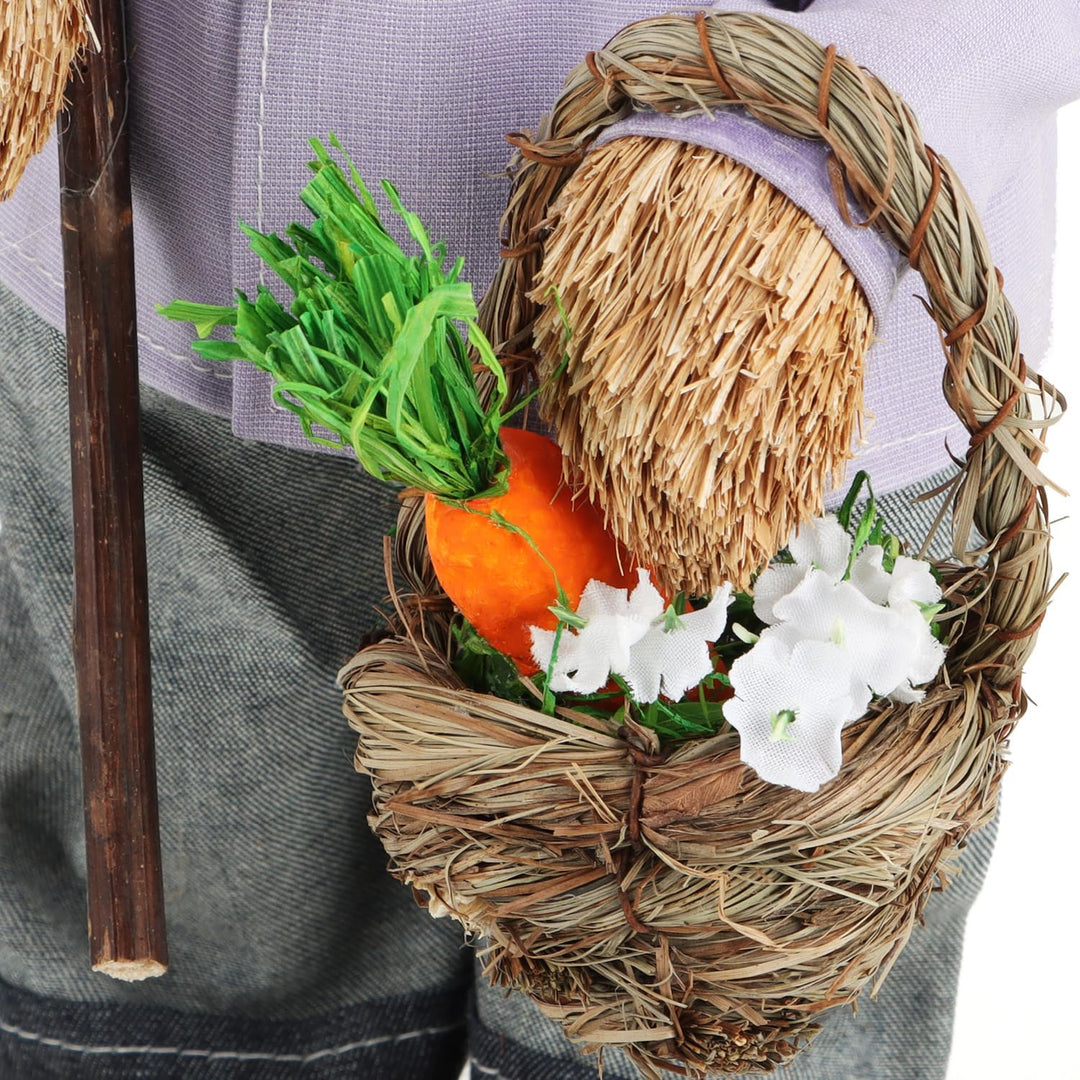 com-four® 2X XL Stroh Osterhase handgemacht - 44 cm Deko-Osterhase zur Osterdekoration - Strohfigure