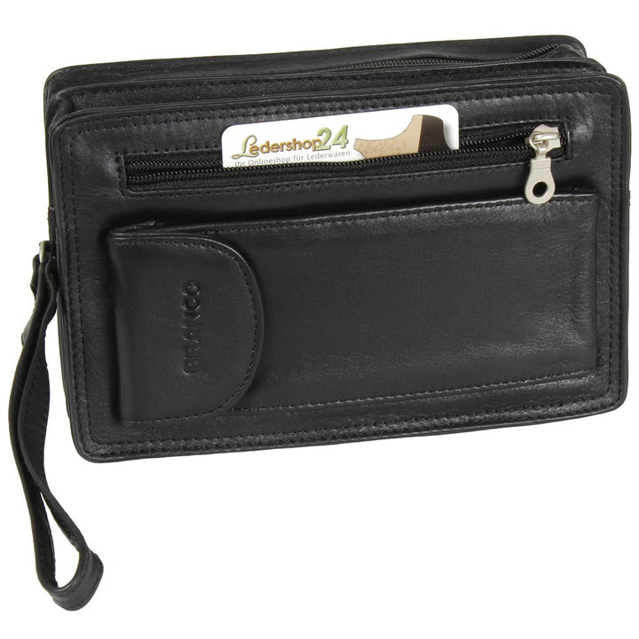 Handgelenktasche mit Doppelkammer und Handyfach schwarz Nappaleder für Herren