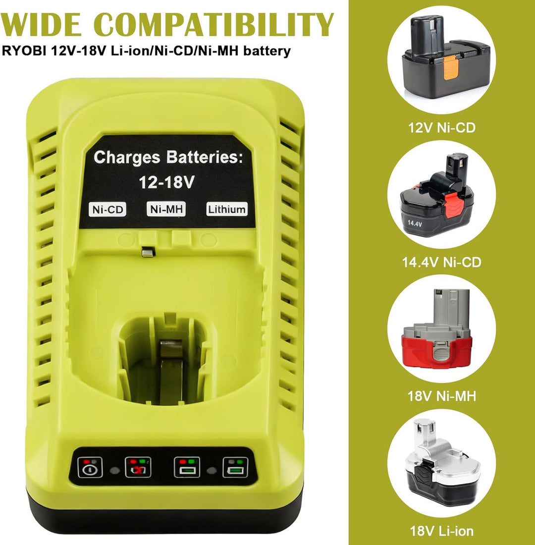 18V Ladegerät Ersatz für Ryobi: Vielseitiger P117 Ladegerät, 12V~18V ladegerät für ryobi, Akkuladege