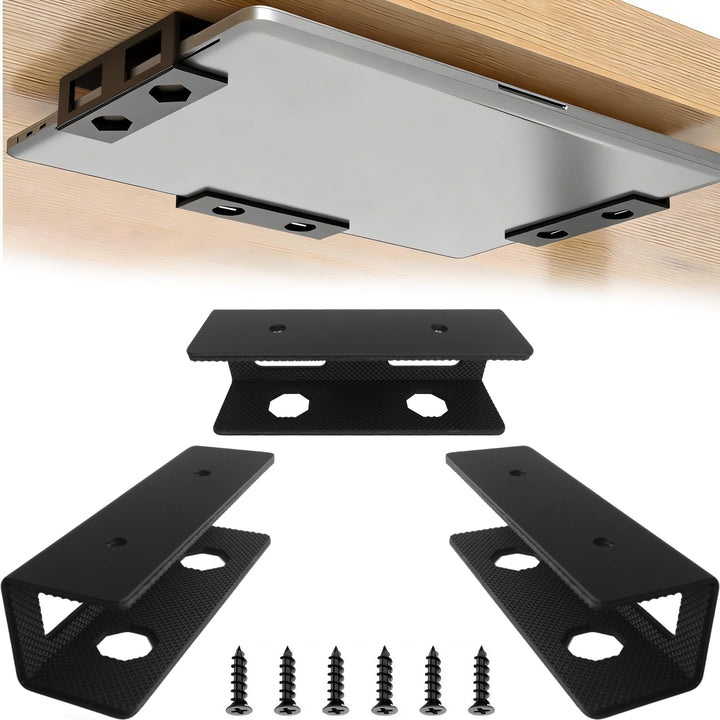 Laptop Halterung Unter Schreibtisch für Geräte < 3 cm Dicke, Untertisch Metall mit Kratzfesten Schut