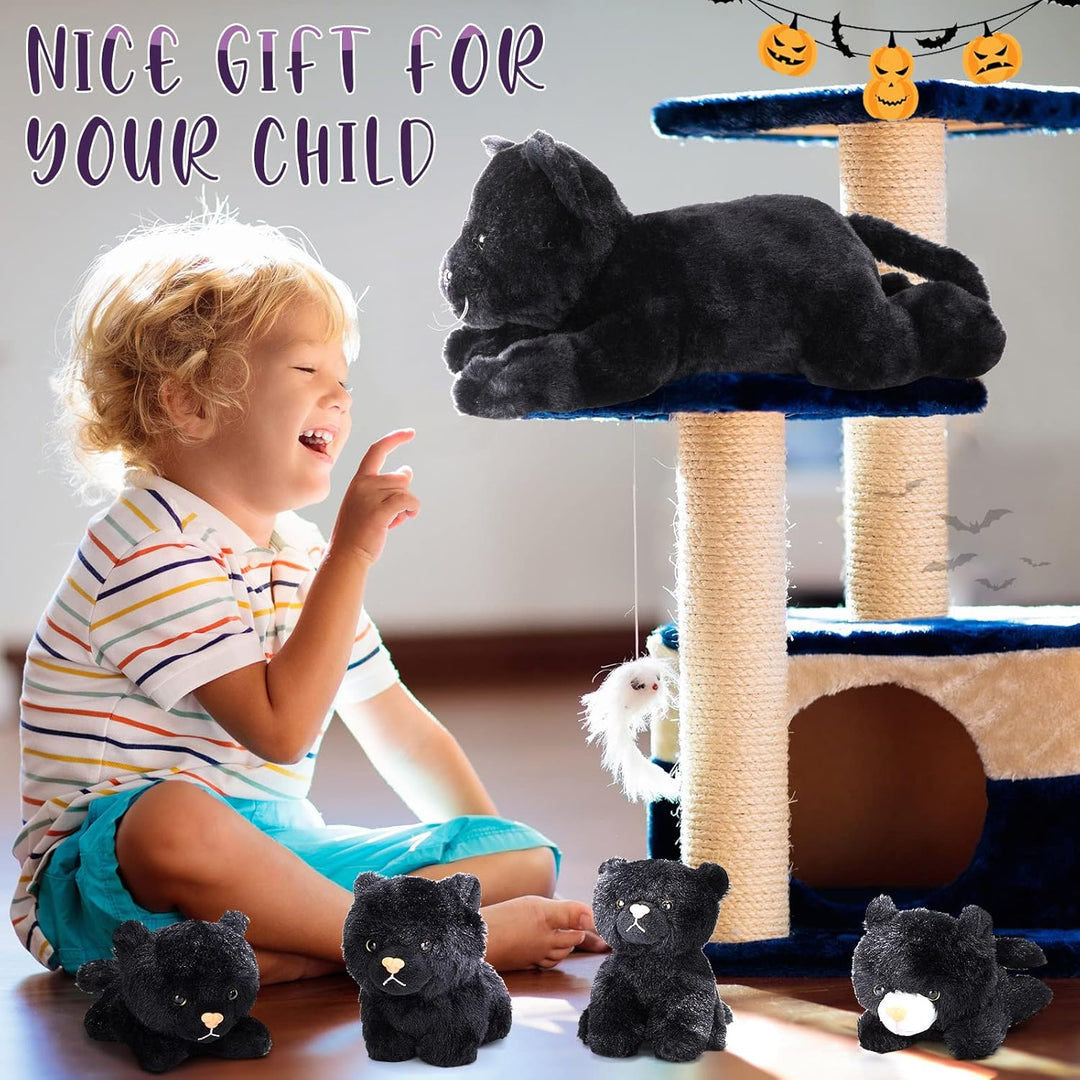 Skylety 5 Stück Plüsch Katzen Set Enthält Gross Katze Stofftier Weich Kuscheltier mit 4 Flauschig Pl