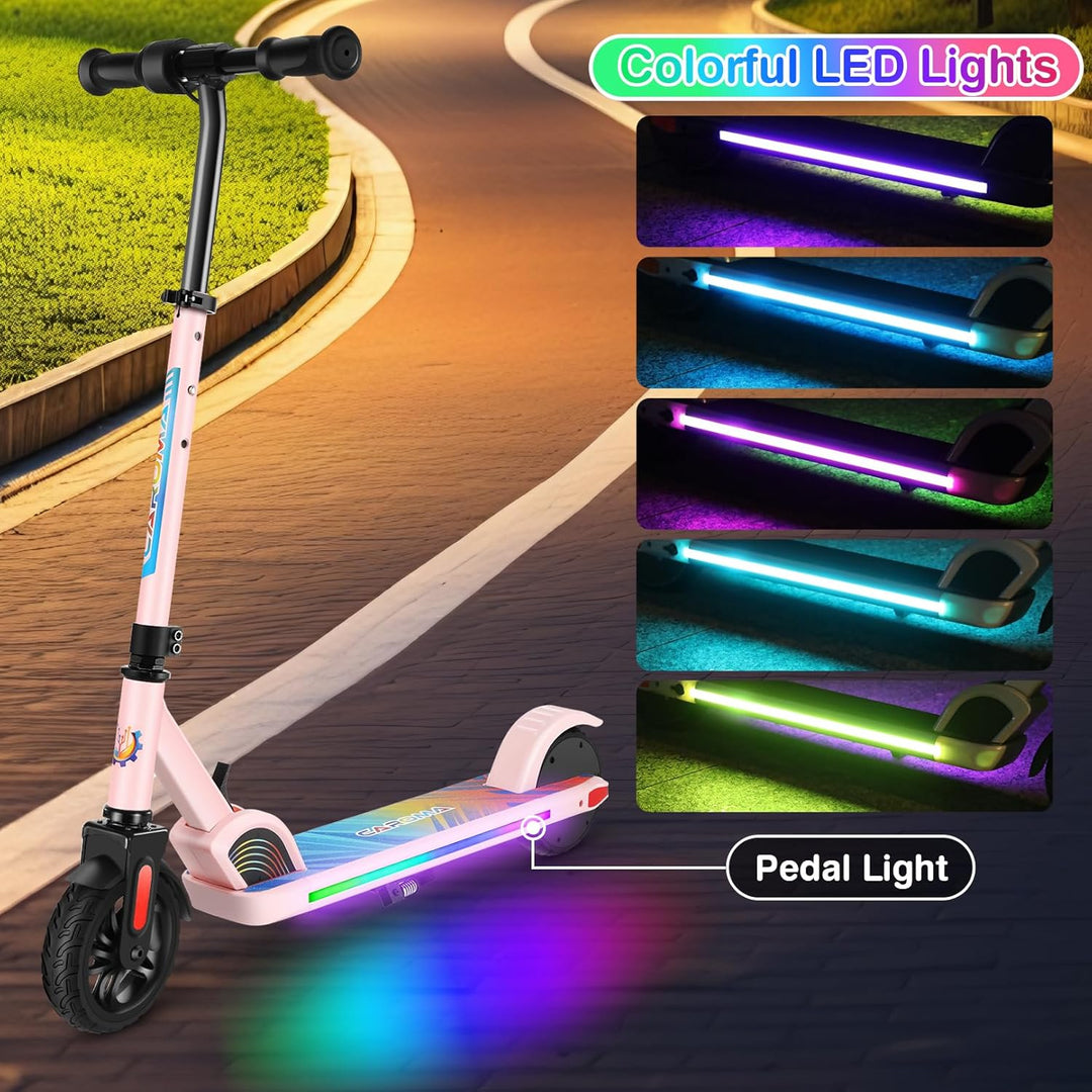 Caroma E Scooter Kinder von 8-12 Jahren,bis zu 16 km/h & 8 km,Elektroroller Kinder mit Bunte Leuchte