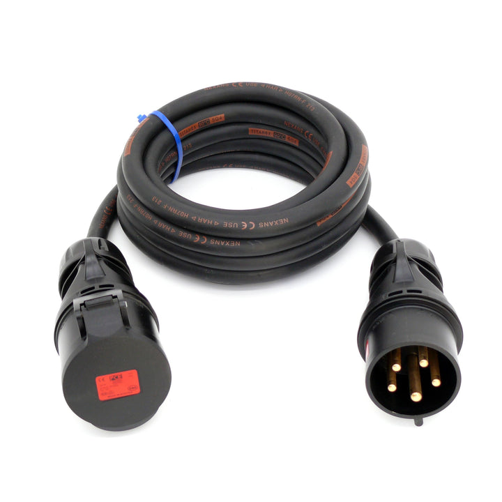 CEE Starkstromkabel (1,5m-50m) 32A Verlängerungskabel Titanex H07RN-F 5x4mm² mit schwarzem PCE Shark
