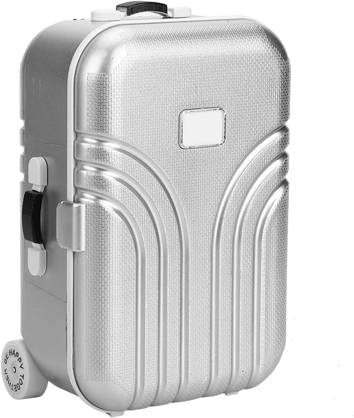 Wakects Reisekoffer für Puppen, Trolley in Mini-Grösse mit Rollkoffer, offen und geschlossen, silber