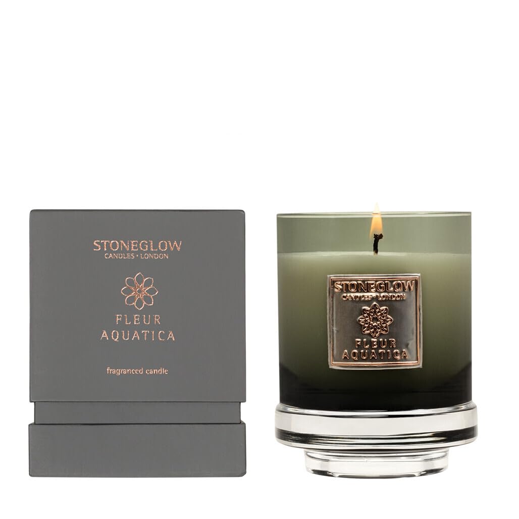Stoneglow Glas Metallique Fleur Dickblatt Kerze, Mehrfarbig, 9,5 x 12 x 9,5 cm