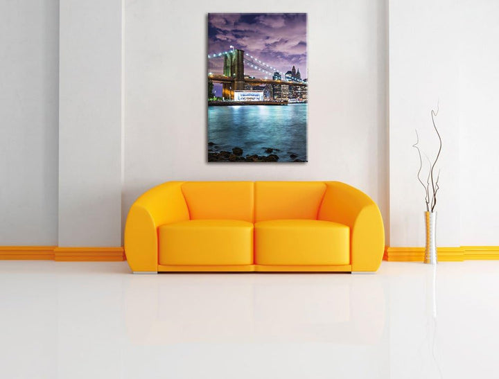 Skyline New York, Format: 100x70 auf Leinwand, XXL riesige Bilder fertig gerahmt mit Keilrahmen, Kun