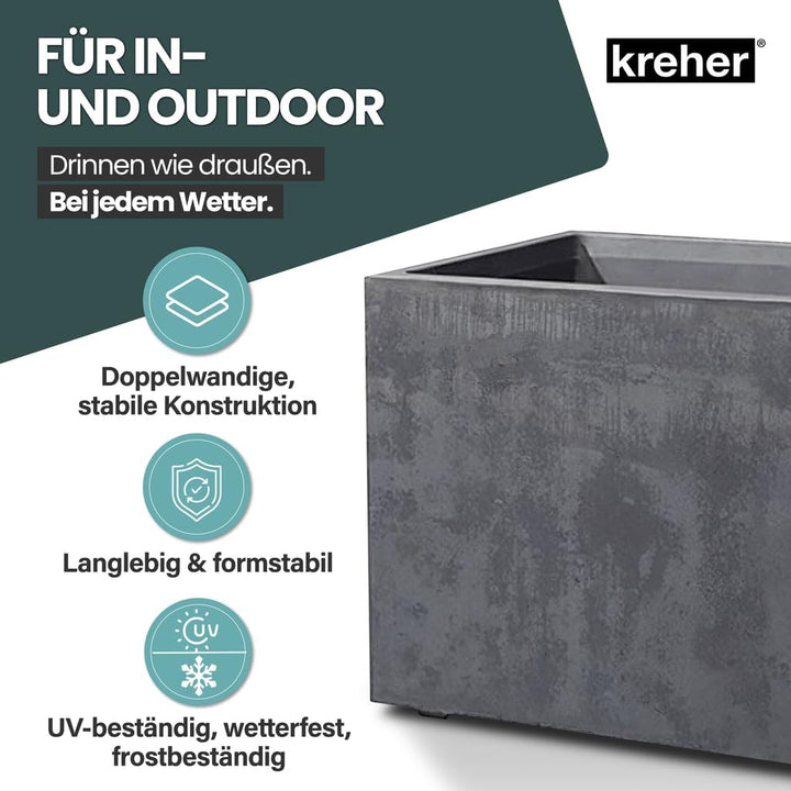 Kreher XL Pflanzkasten Millennium in verschiedenen Formaten und Farben. Tolle Naturstein Optik in Br