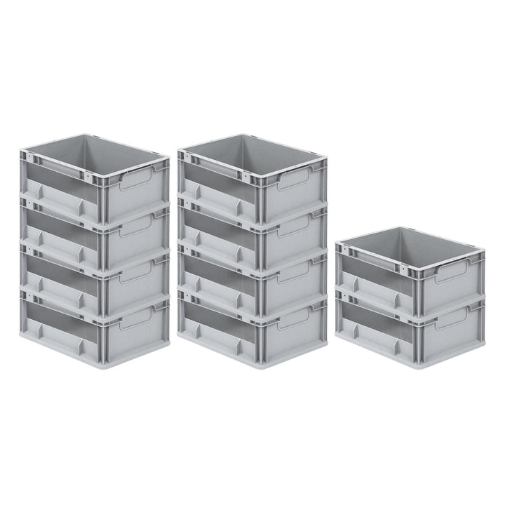 Mega Deal | 10x Proregal Eurobox NextGen Insight | Seite offen | HxBxT 17x30x40 cm | Grau HxBxT 17x3