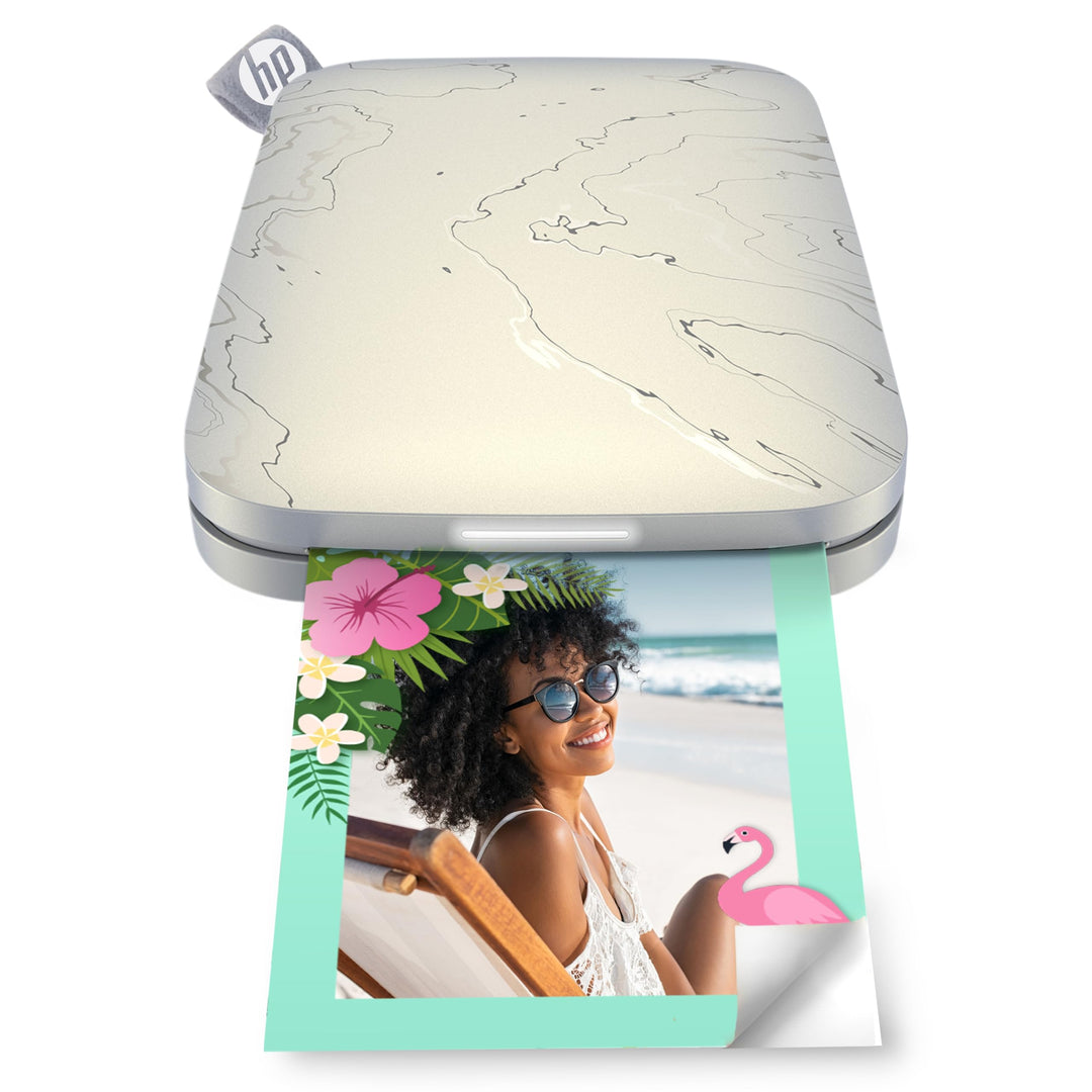 HP Sprocket Portable 5.8x8.7 cm Sofortbilddrucker (Weiss) Drucken Sie Bilder auf Zink Sticky-Backed