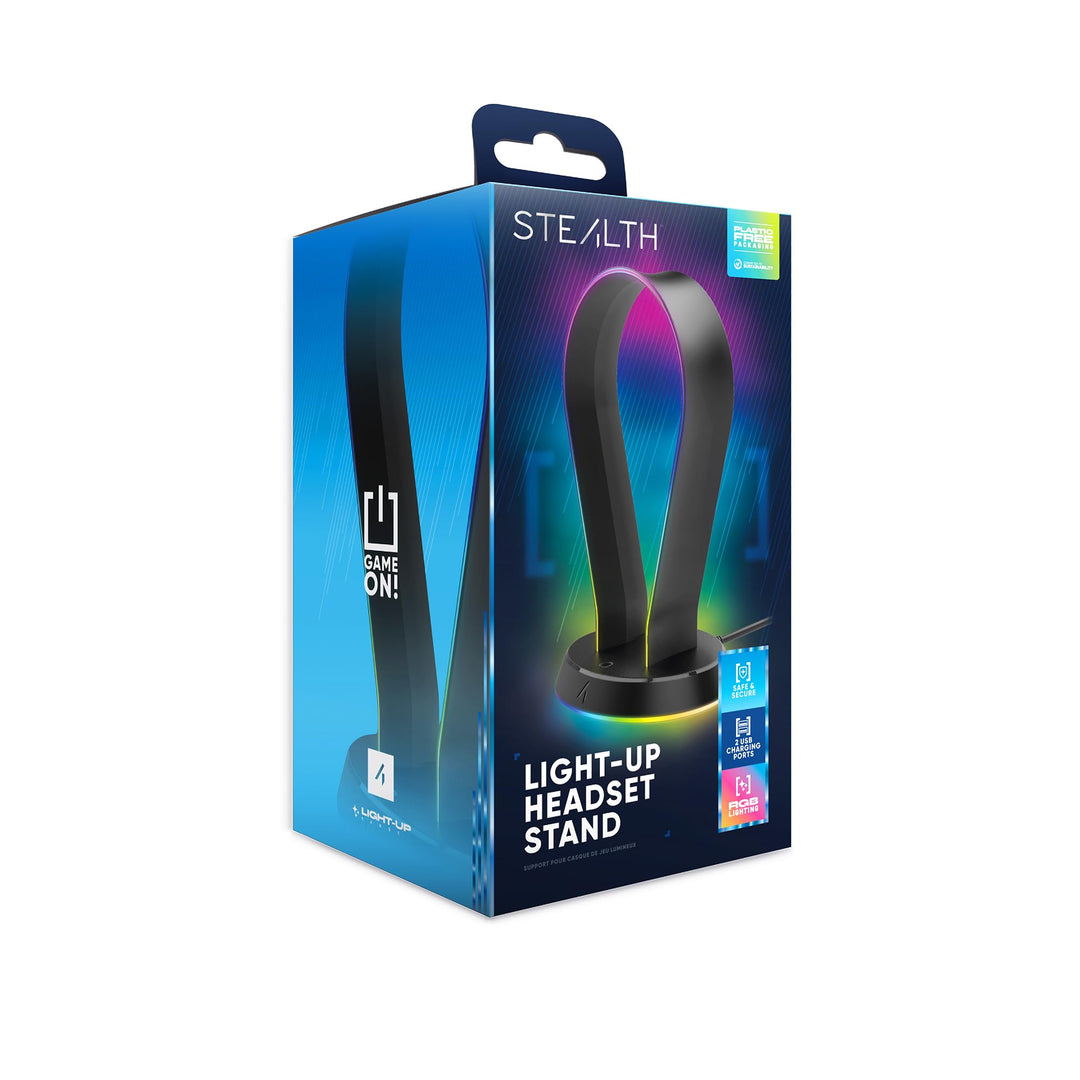Stealth LED Light Up Gaming Headset Ständer in Schwarz für PS4, PS5, Xbox, Switch und PC - USB-betri