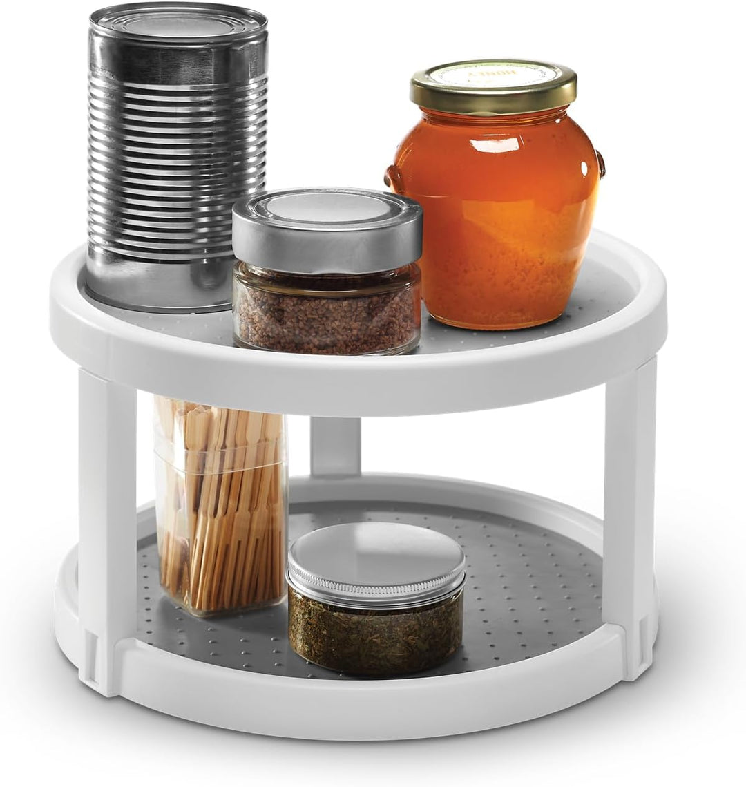 madesmart Drehteller aus Kunststoff mit 2 Ebenen, für Küchenorganisation, Rutschfester Lazy Susan Sc