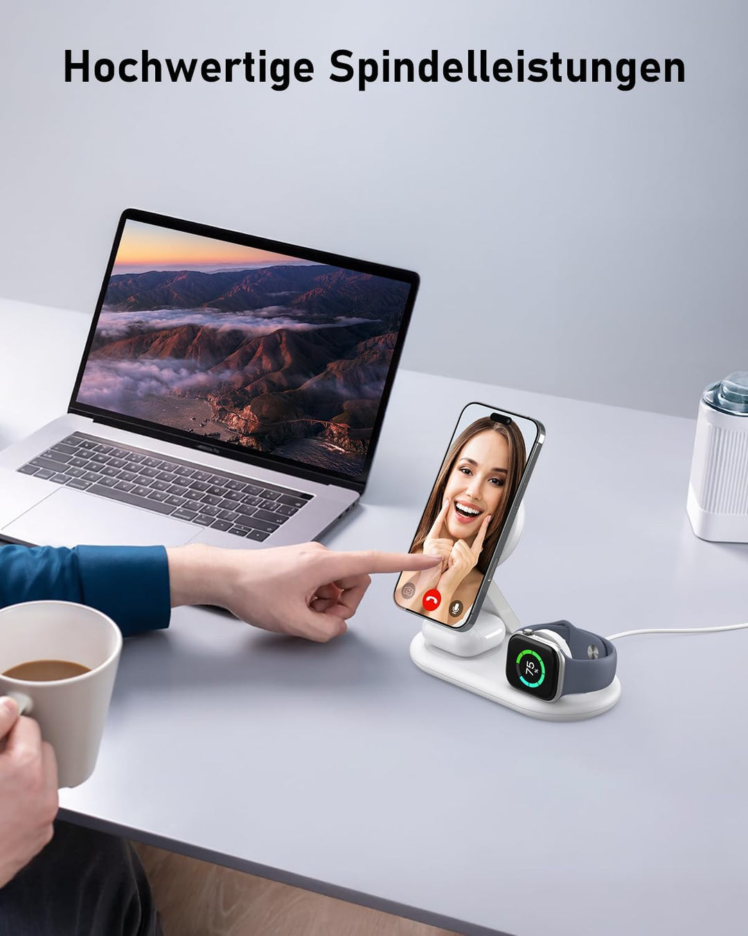 Tragbare 3 IN 1 Ladestation kompatibel mit Apple Watch und iPhone, Mag-Safe Ladegerät für iPhone 17