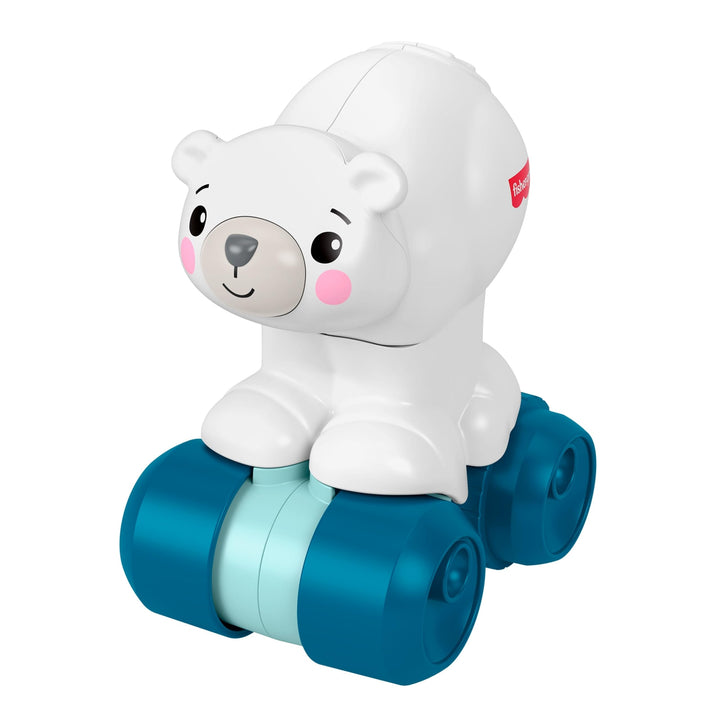 Mattel Fisher-Price Babyspielzeug Eisbär zum Hinterherkrabbeln, Aktivitätsfahrzeug zum Thema Tier mi