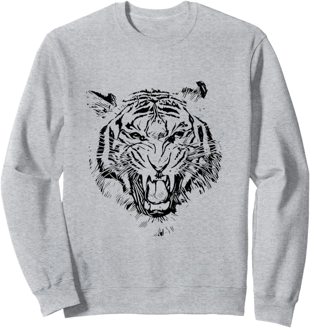 Tigerkopf Raubkatzen Motiv Dschungel Katzen Zähne Tiger Sweatshirt