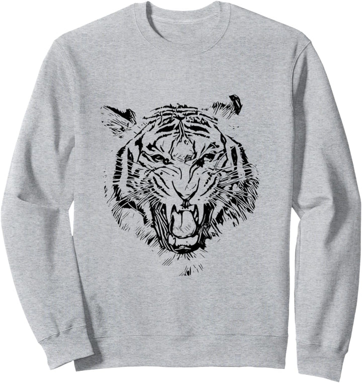 Tigerkopf Raubkatzen Motiv Dschungel Katzen Zähne Tiger Sweatshirt
