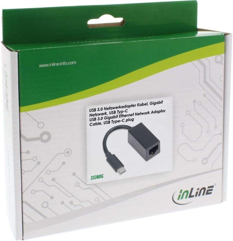 InLine 33380G USB 3.0 Netzwerkadapter Kabel, Gigabit Netzwerk, USB Typ-C