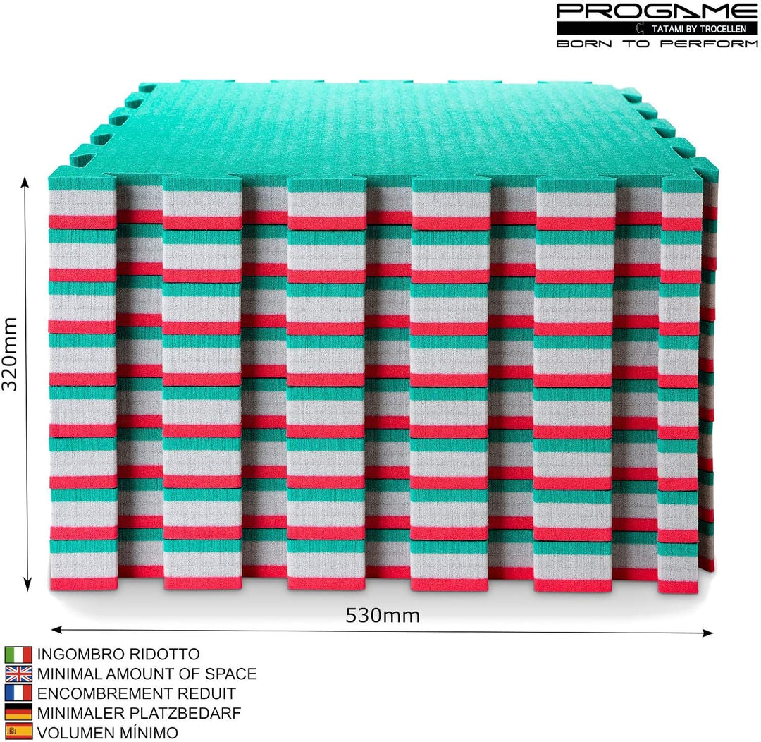ProGame Kit 8 Stück Tatami Matte 4 cm PERFORMANCE-HOME 50x50 cm Judomatte Grün/Rot