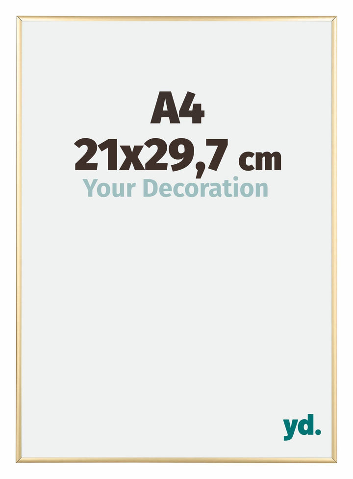 yd. Your Decoration - Bilderrahmen DIN A4 21x29.7 cm - Gold - Bilderrahmen aus Aluminium mit Acrylgl