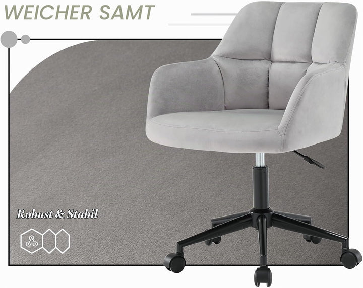 chairus Schreibtischstuhl Samt Bürostuhl 360° Drehbar Schreibtischstuhl Höhenverstellbar Drehstuhl f