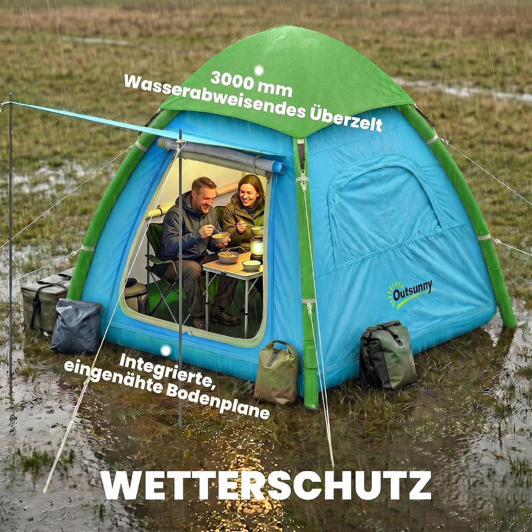 Outsunny Aufblasbares Zelt 3 Personen Schneller Aufbau Outdoor Camping Zelt mit Luftpumpe Meshfenste