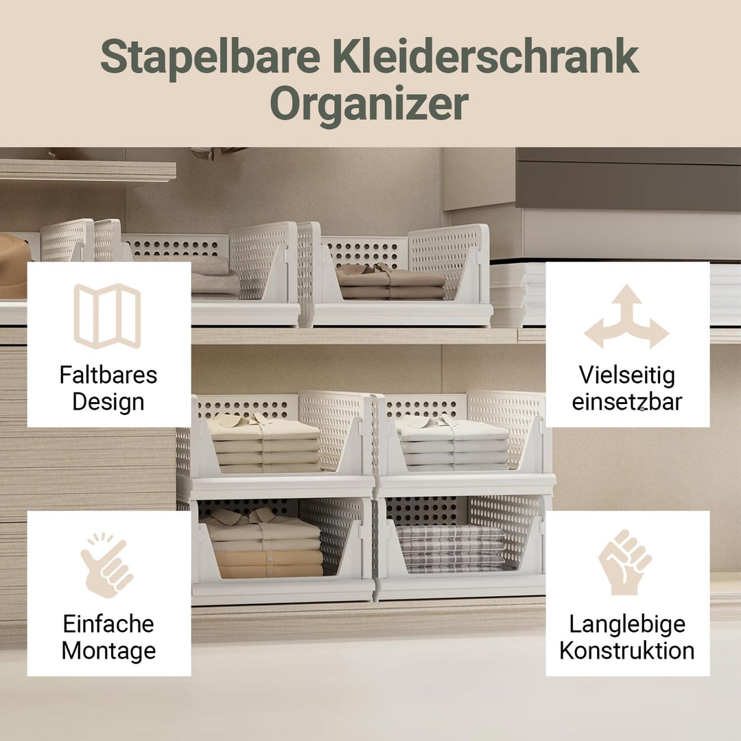 Ally Maison® Schrank Organizer 3er Set (Faltbar & Stapelbar) – Kleiderschrank Organizer Boxen, platz