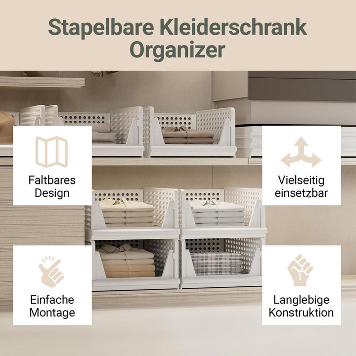 Ally Maison® Schrank Organizer 3er Set (Faltbar & Stapelbar) – Kleiderschrank Organizer Boxen, platz