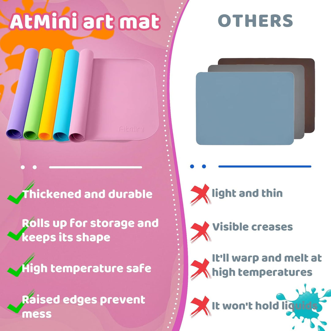 Silikonmatte Gross 60 x 40 cm, bastelunterlage kinder for Crafts, Sand Art, Painting, Resin, Handmad