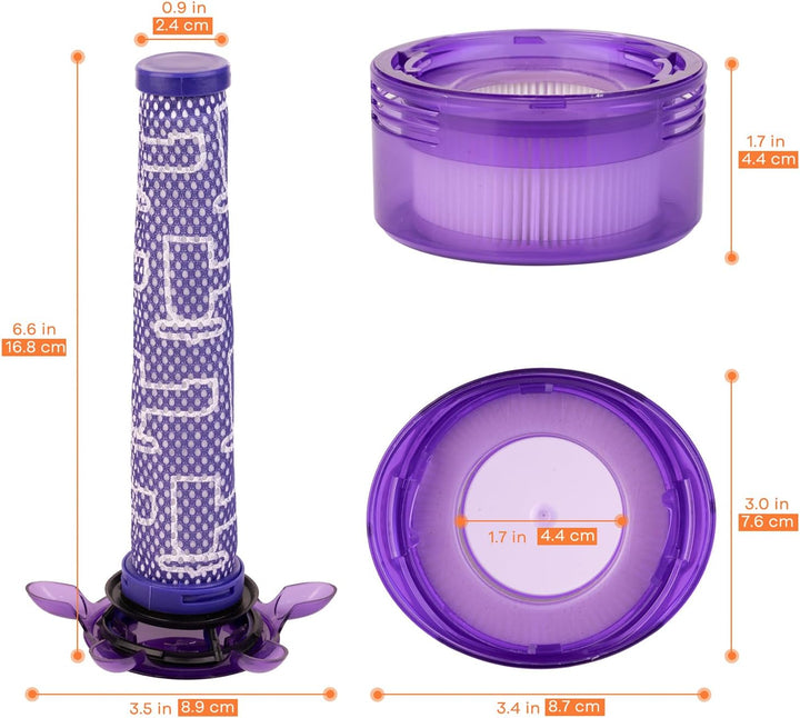 V7 V8 New Version Vacuum Filter Replacement Kit for Dyson Upgraded V8 FOCUS Mattress SV25 SV37, 3 St