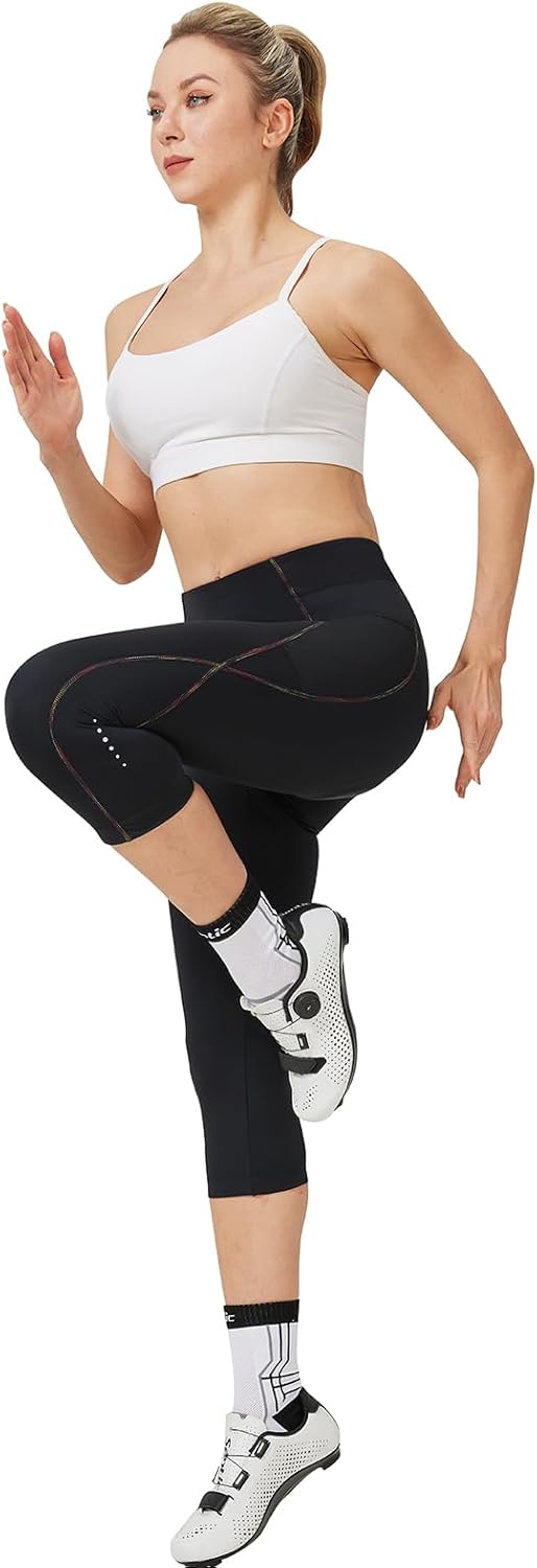 Santic Fahrradhose Damen Gepolstert 3/4 Radlerhose Damen mit Sitzpolster Radhose Damen 3/4 mit Polst