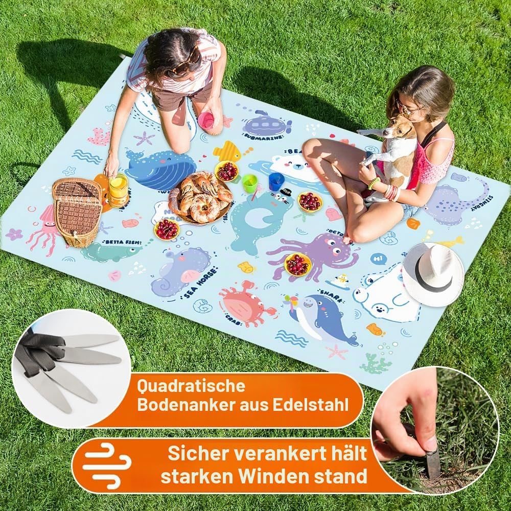 Picknickdecke wasserdicht, 145 x 210 cm Mini picknickdecke, Wasserdicht und schmutzabweisend, Ultral