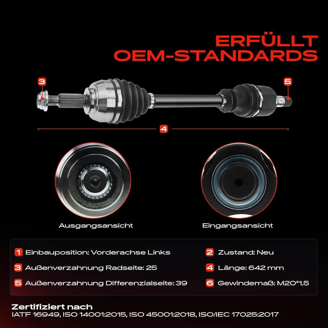 Frankberg Antriebswelle Vorne Links Kompatibel mit M.e.g.a.n.e II BM0/1 CM0/1 KM0/1 LM0/1 1.9L 2.0L