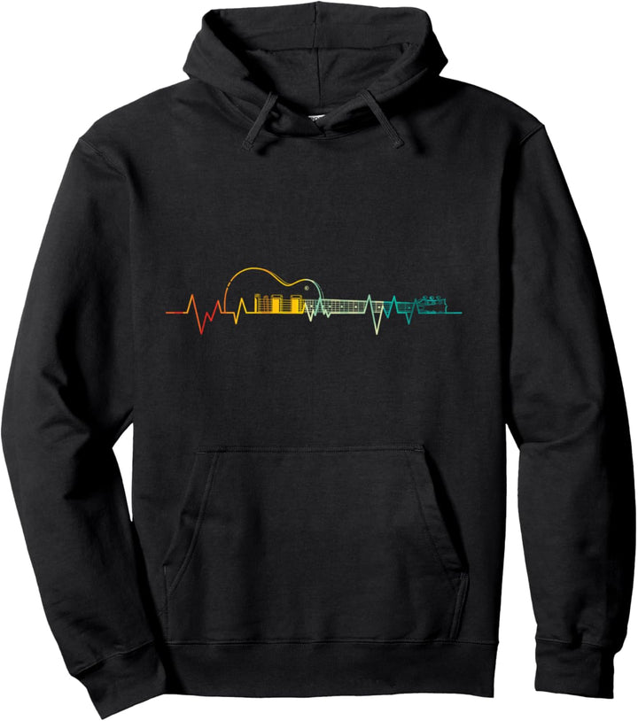 Gitarrenspieler Musiker Farbenfroher Herzschlag Gitarre Pullover Hoodie