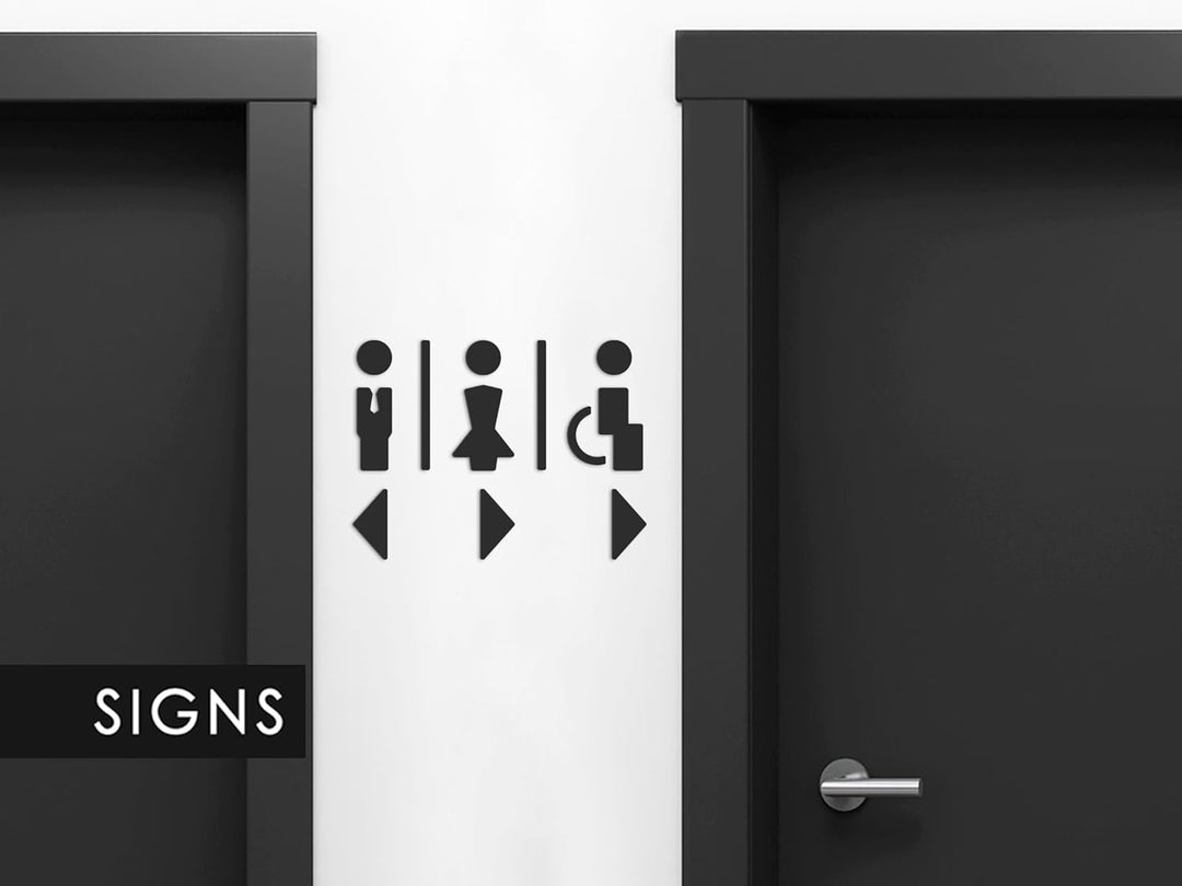 3DP Signs - Geprägt Toilette Design türschild SA113 Schwarz wc schilder selbstklebend - Moderne Dame