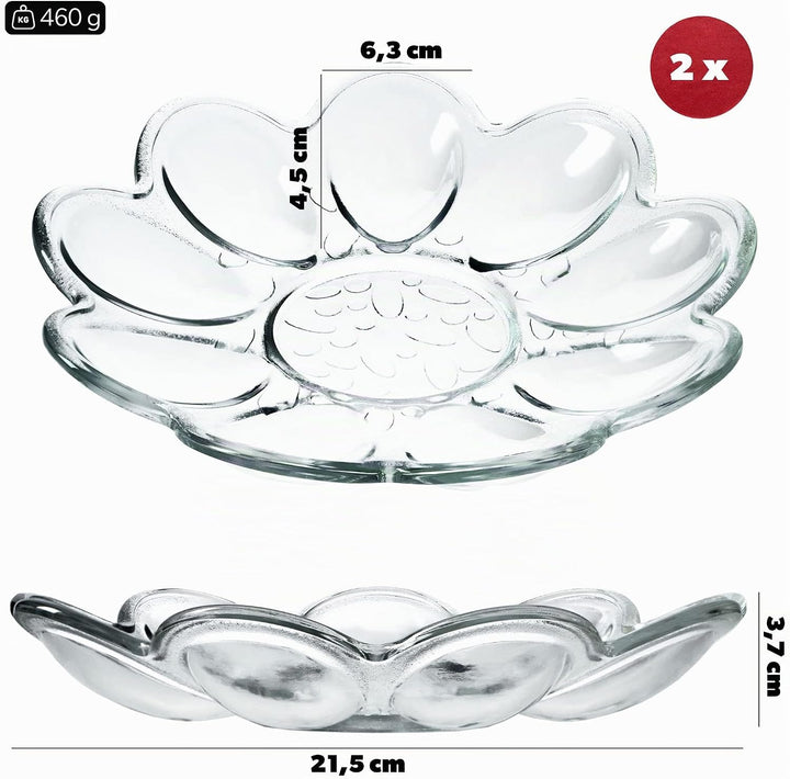 KADAX Eierteller aus Glas, ⌀ 21,5 cm, praktischer Teller für Eier, Eierhalter, robuste Eierablage, E