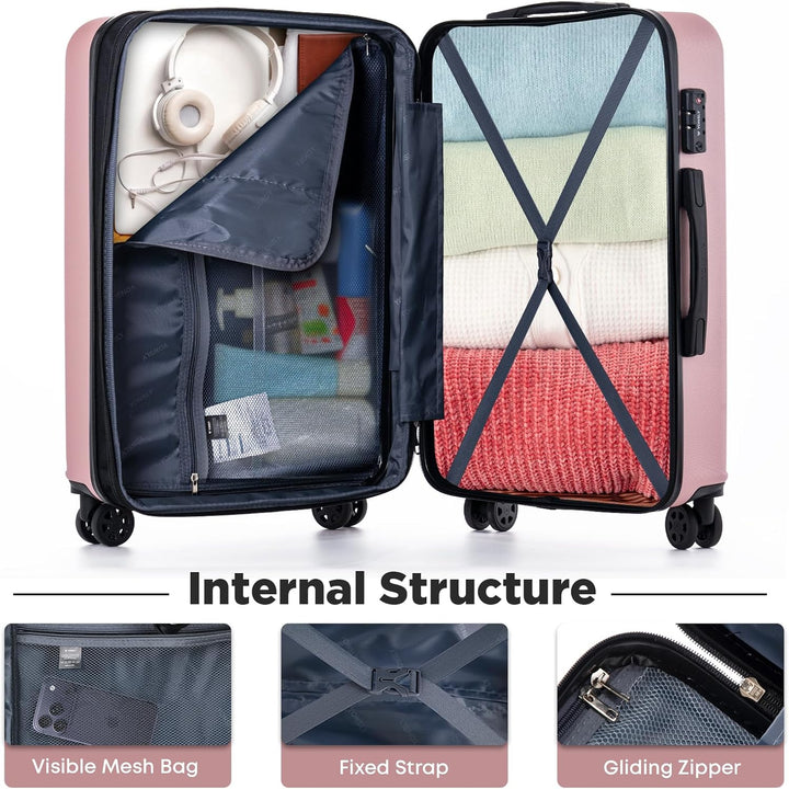 Reisekoffer Suitcase, Erweiterbarer Hartschalenkoffer Trolley mit TSA-Schloss und hochwertigem YKK-R