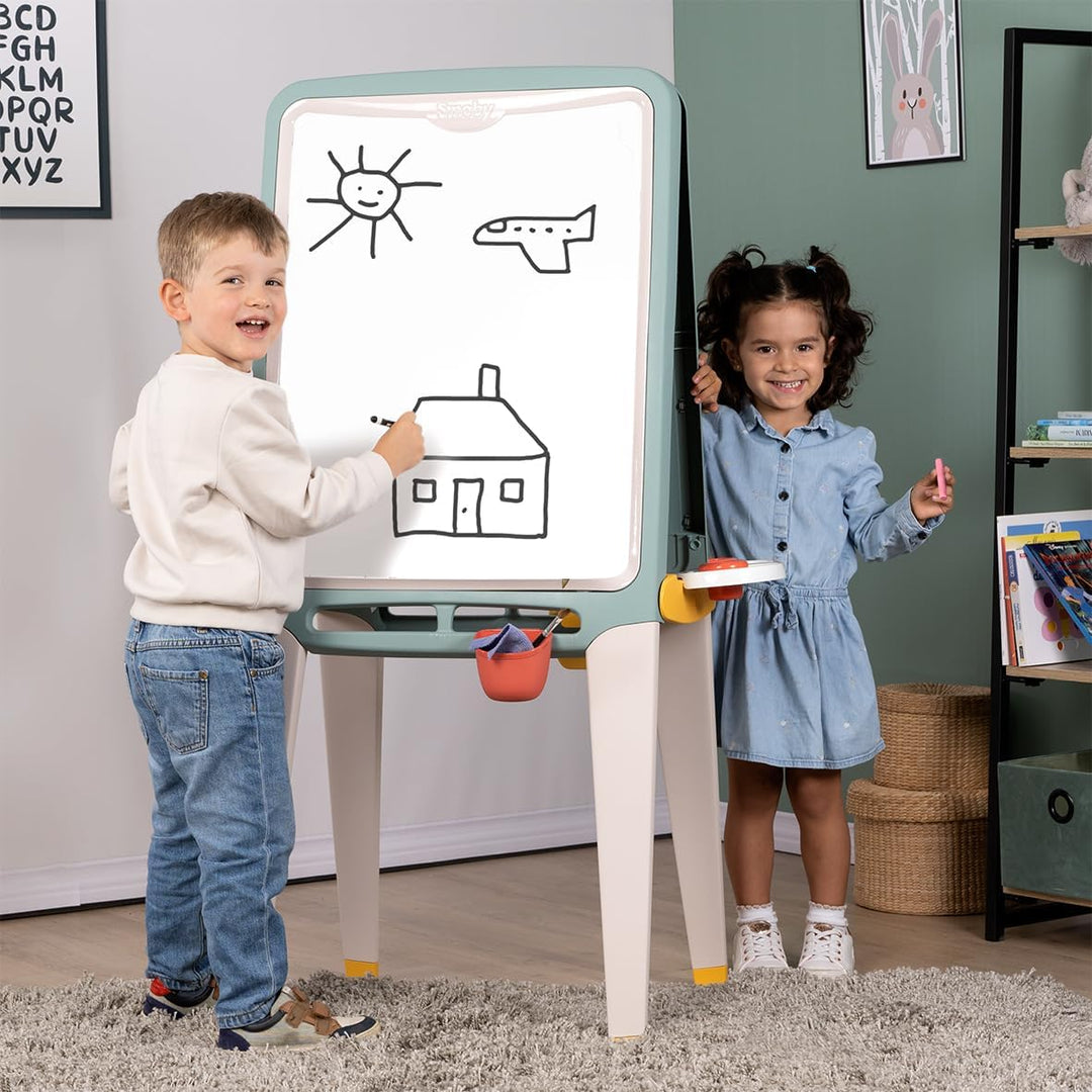 Smoby - Grosse Kreativtafel - Doppelseitige Schultafel + Maltafel (Kreide & magnetisch), 13 Zubehört