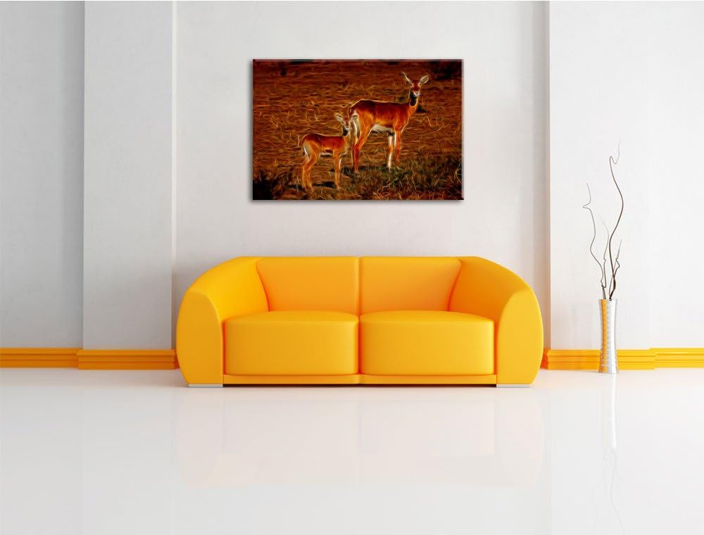 weibliche Indische Gazelle mit Jungtier Deluxe Format: 100x70 cm auf Leinwand, XXL riesige Bilder fe