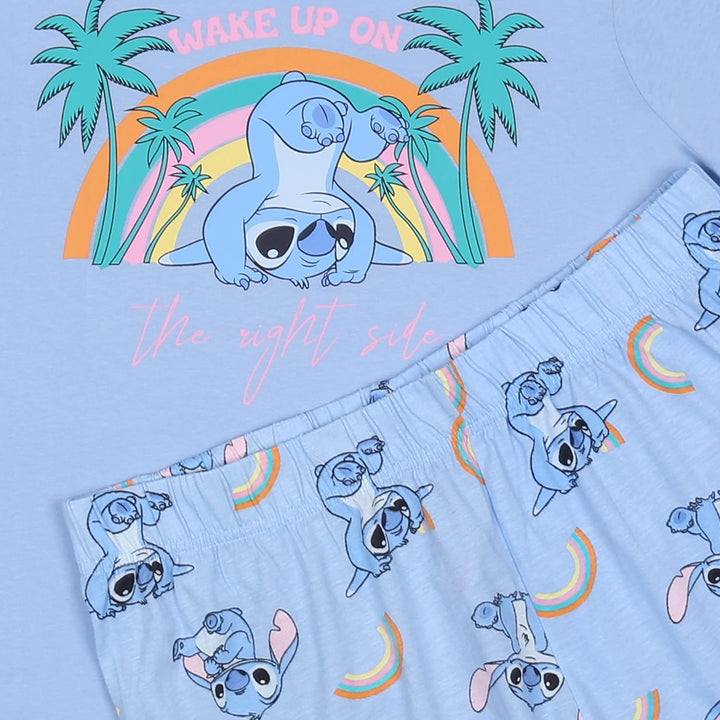Stitch Disney Langarm-Pyjama für Damen, Blau und Pink S Kurzarm, S Kurzarm