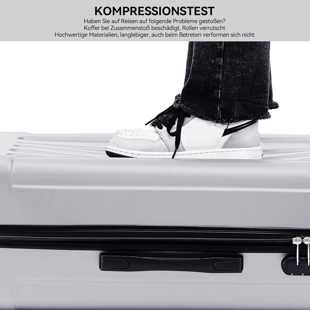 BEIBYE Zwillingsrollen Hardcase Reisekoffer Koffer Trolleys Hartschale in XL-L-M in 14 Farben (Silbe