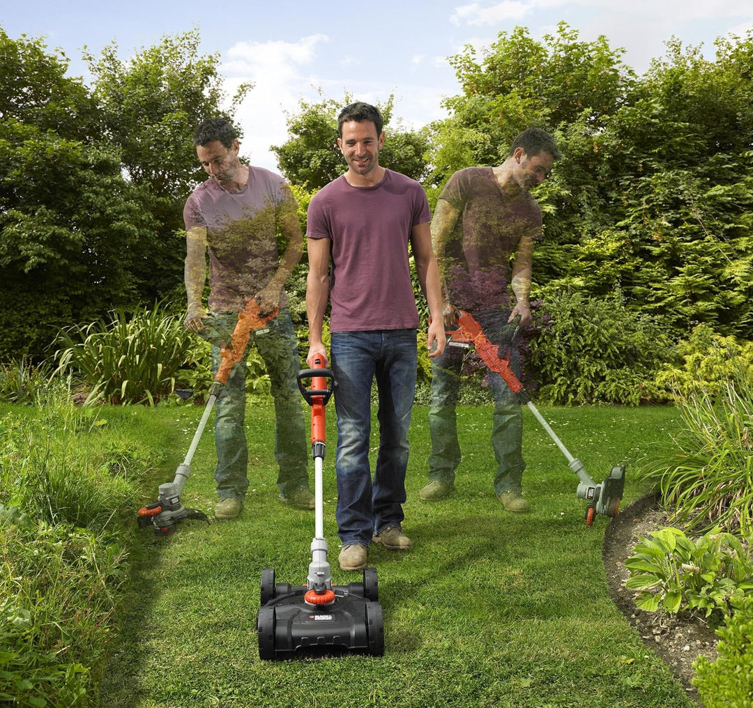 Black+Decker 3-in-1 Multi-Trimmer-Set (18V 2,0Ah, Kantenschneider, Rasentrimmer mit Rasenmäheraufsat
